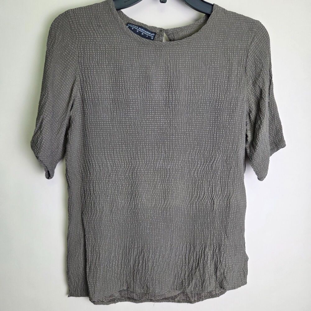 Vintage Lauren Alexandra Studio Silk Textured Short Sleeve Blouse Size 4